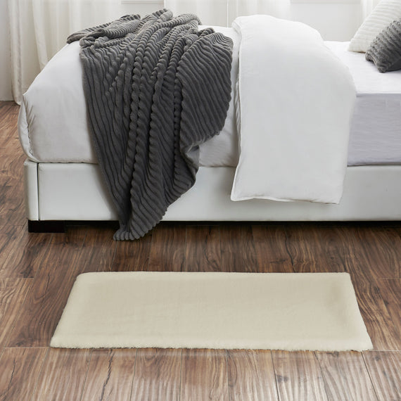 Hasenfell Kunstfell Teppich Vorleger | Rechteckig - Beige